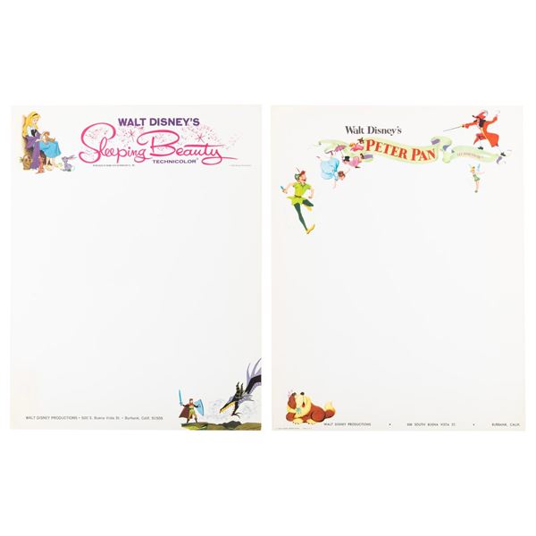 Disney Studio "Peter Pan" and "Sleeping Beauty" Stationery.