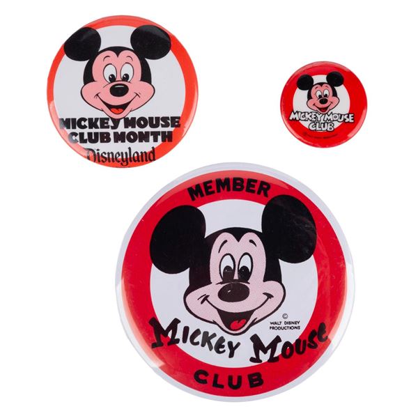 Three Mickey Mouse Club Pinback Buttons.
