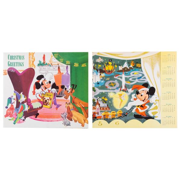 A Pair of 1950s Walt Disney Company Christmas Cards.
