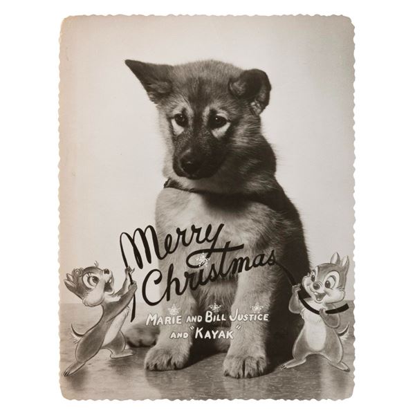 A Bill Justice Family Christmas Card with Dog.