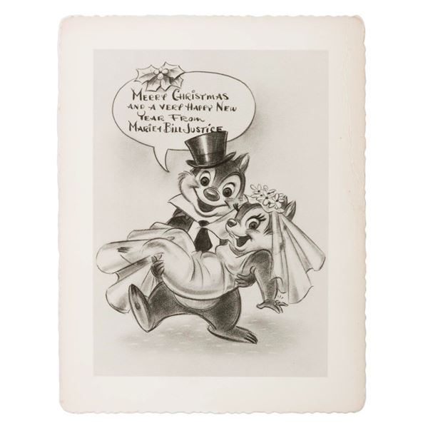 A Bill Justice Chip and Dale Christmas Card.