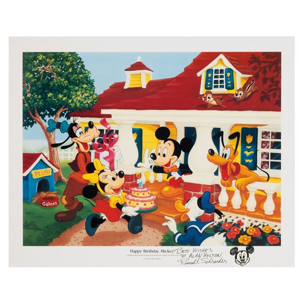 A Disney Poster Signed by Artist Russell Schroeder.