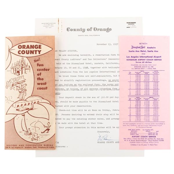 A 1957 OC Auditor’s Letter, Brochure, and Bus Schedule.