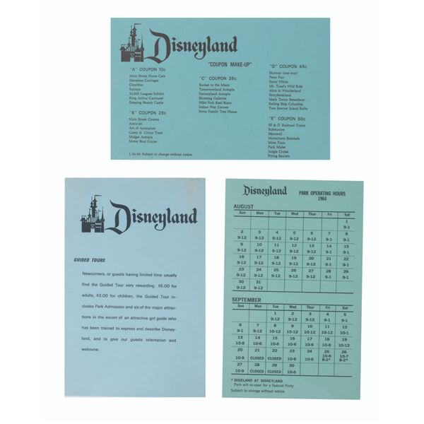 A Trio of 1964 Disneyland Gate Flyers.