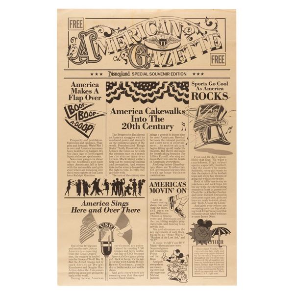 A Disneyland American Gazette Souvenir Paper.