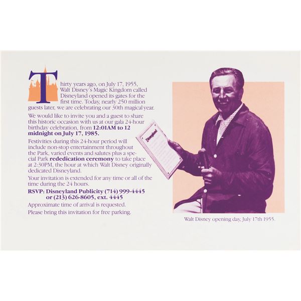 A Disneyland 30th Birthday Party Invitation.