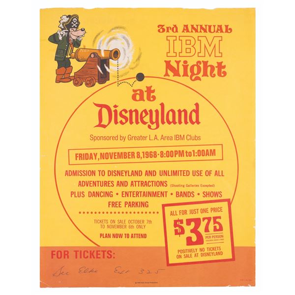 3rd Annual IBM Night at Disneyland Flyer.