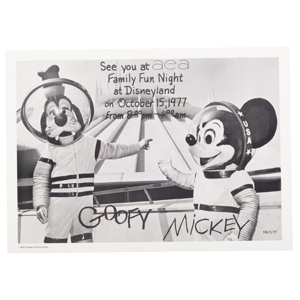 A 1977 Disneyland AEA Family Fun Night Save the Date.