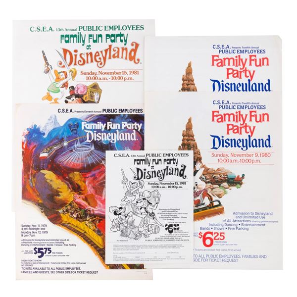 A Collection of Disneyland Private Party Flyers.