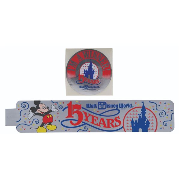 A Pair of Walt Disney World 15 Years Stickers.