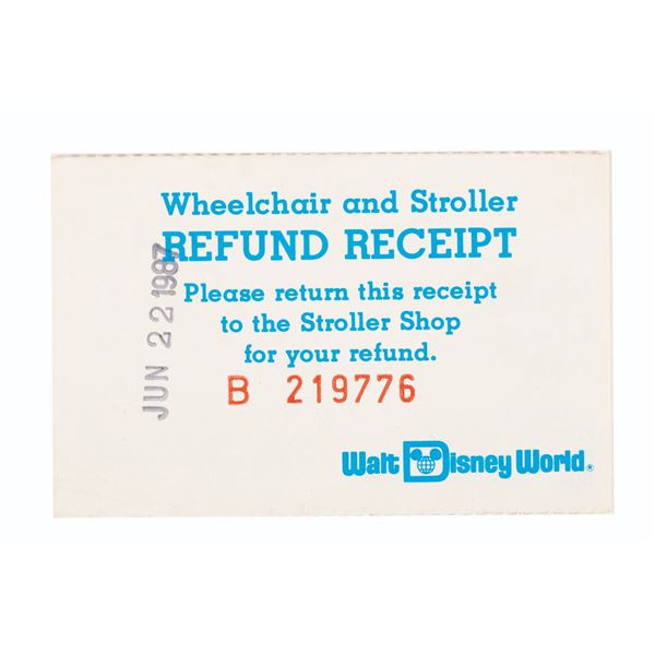 A Walt Disney World Wheelchair and Stroller Receipt.