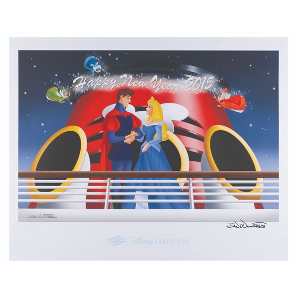 A Disney Cruise Line "Happy New Year 2015" Litho by Don Williams.