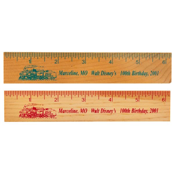 A Pair of Marceline Walt’s 100th Birthday Souvenir Rulers.