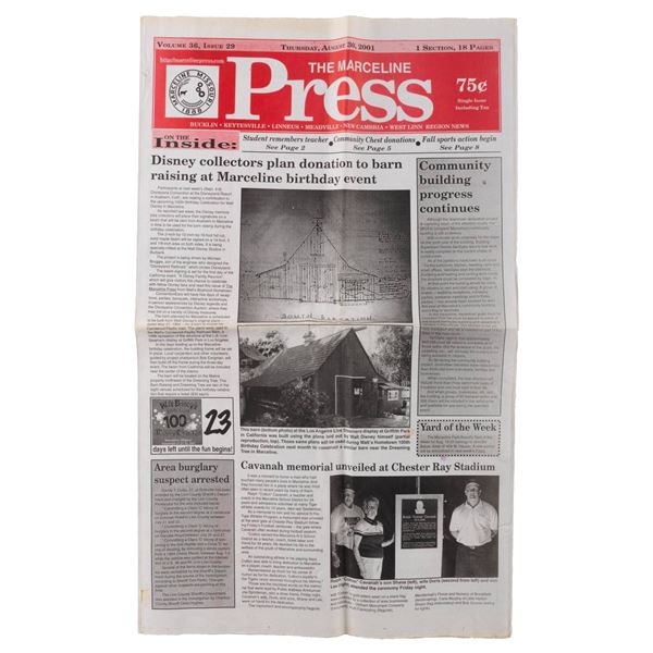 A 2001 Marceline Newspaper Previewing the Walt Disney 100th Birthday Event.