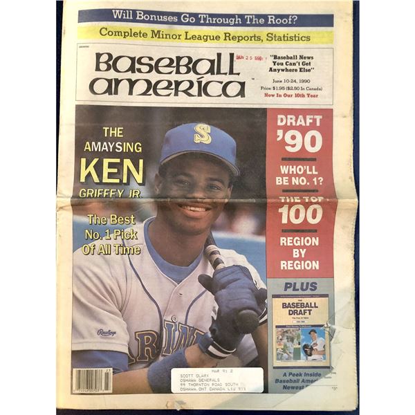JUNE 10 1990 BASEBALL AMERICA - KEN GRIFFEY JR. (HOF) COVER