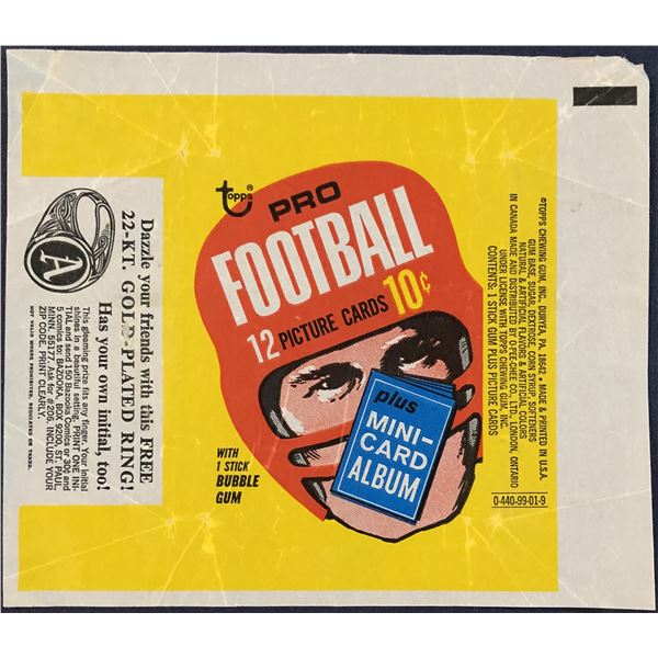 1969 TOPPS NFL FOOTBALL WRAPPER