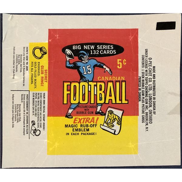 1965 O-PEE-CHEE CFL FOOTBALL WRAPPER