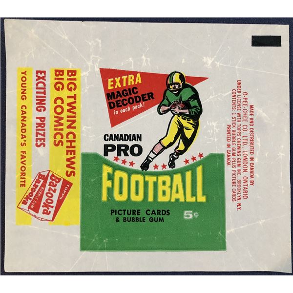 1964 O-PEE-CHEE CFL FOOTBALL WRAPPER