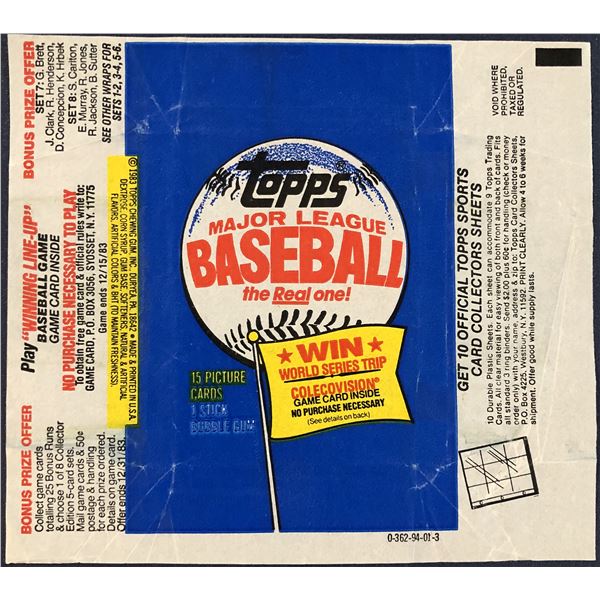 1983 TOPPS BASEBALL WRAPPER