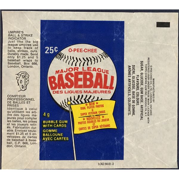 1983 O-PEE-CHEE BASEBALL WRAPPER