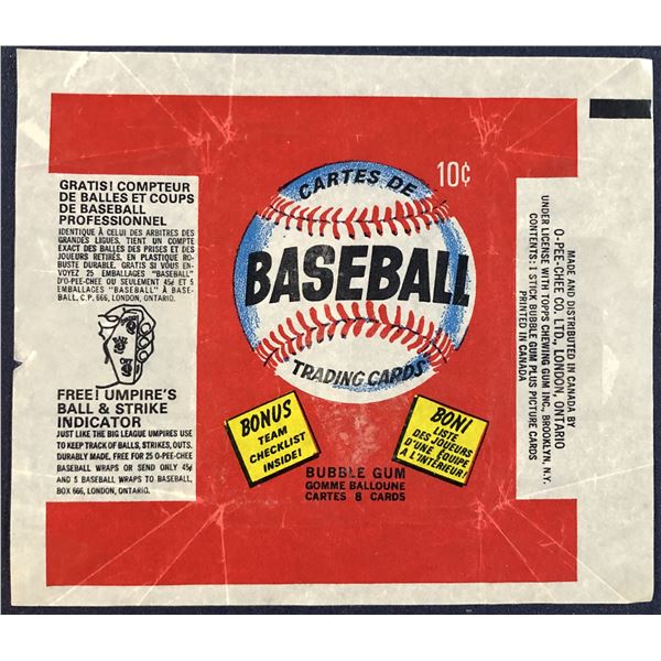 1974 O-PEE-CHEE BASEBALL WRAPPER