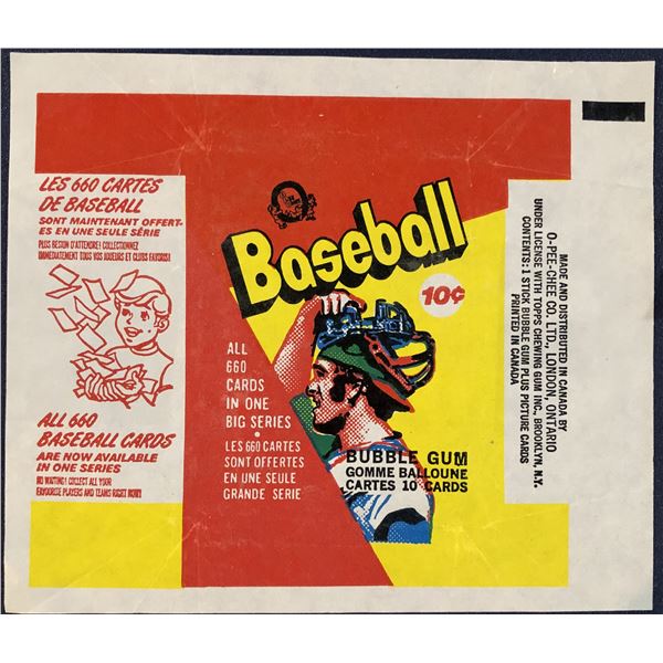 1973 O-PEE-CHEE BASEBALL WRAPPER