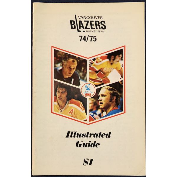 1974-75 WHA VANCOUVER BLAZERS MEDIA GUIDE