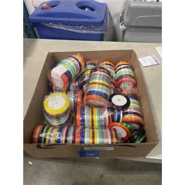 LARGE LOT OF NEW MULTI COLOR ROLLS OF RIBBON FOR GIFT AND DECOR