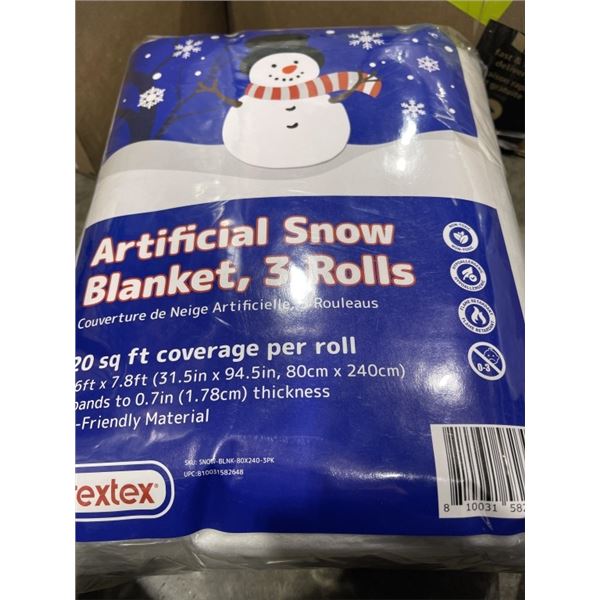 6 NEW PREXTEX ARTIFICIAL SNOW BLANKET, 3 ROLLS PER PACK, EACH ROLL COVERS 20SQFT, 60SQFT PER OPACK, 