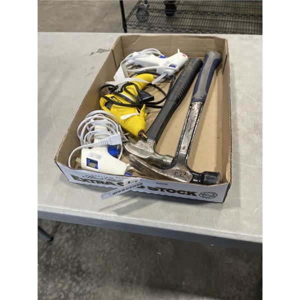 2 HAMMERS AND 3 HOT GLUE GUNS
