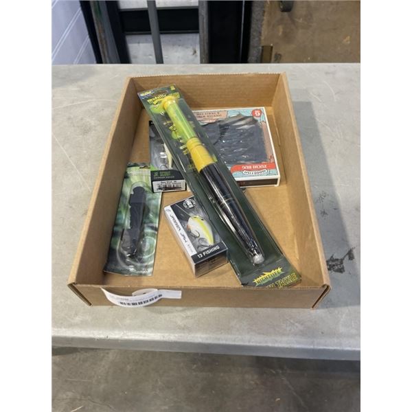 ASSORTED NEW FISHING LURES, CROSSBOW STRINGS ETC