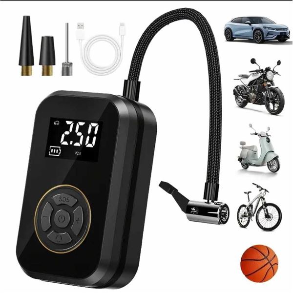NEW PORTABLE TIRE INFLATOR 150 PSI RAPID INFLATION | RECHARGEABLE 2000MAH HIGH-CAPACITY BATTERY DIGI