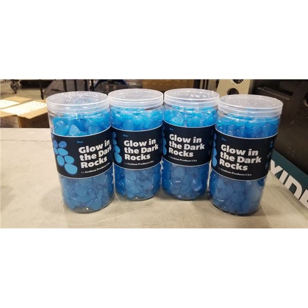 4 NEW TUBS OF BLUE GLOW IN THE DARK ROCKS