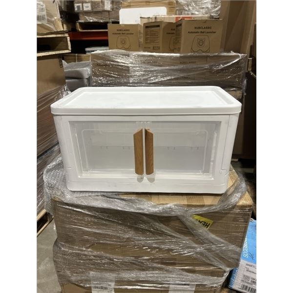 3 NEW PLASTIC 2 DOOR STACKING STORAGE CABINETS, 21.7 X 11.7 INCH