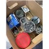 Image 4 : 2 TRAYS OF MISC ITEMS - CASTERS, CLAMPS, SCREWS, BOLTS, ETC