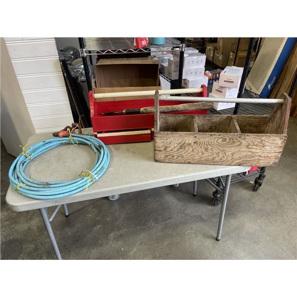 2 VINTAGE WOODEN TOOL BOXES