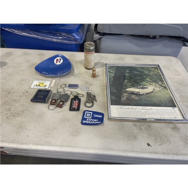 BOX OF AUTO, GAS AND OIL COMPANY COLLECTIBLES, 1950-1960S