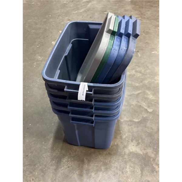 5 RUBBERMAID STORAGE TOTES AND LIDS
