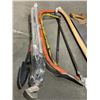 Image 2 : ASSORTED SAWS, AXE, TRIPOD ETC