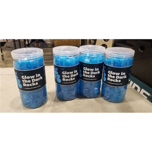 4 NEW TUBS OF BLUE GLOW IN THE DARK ROCKS