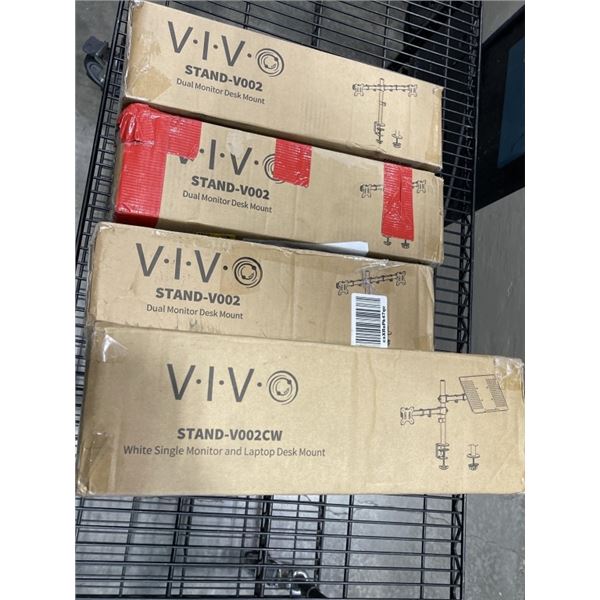 4 ASSORTED VIVO MONITOR MOUNTS