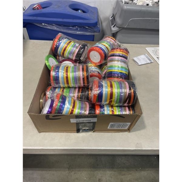 LARGE LOT OF NEW MULTI COLOR ROLLS OF RIBBON FOR GIFT AND DECOR
