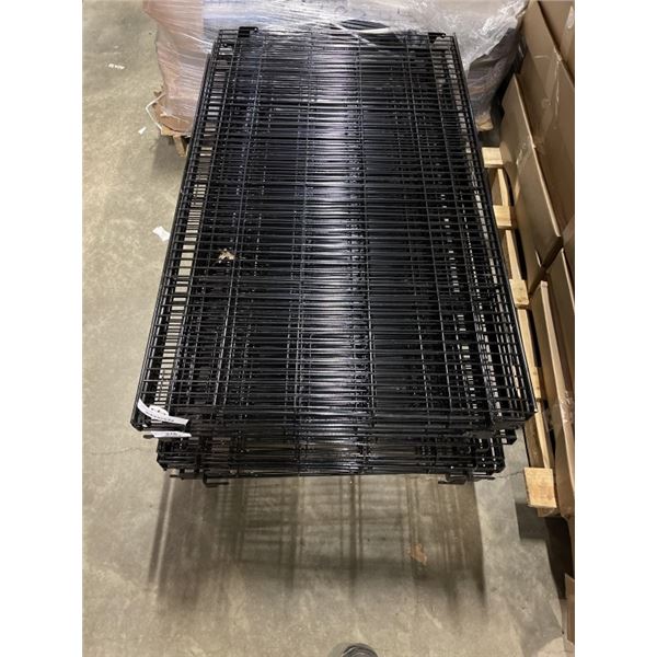 BLACK METAL SHELVING SYSTEM, 7FT POSTS, 27 X 48 INCH SHELVING