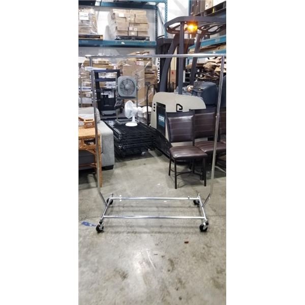 FOLDING CHROME ROLLING CLOTHES RACK