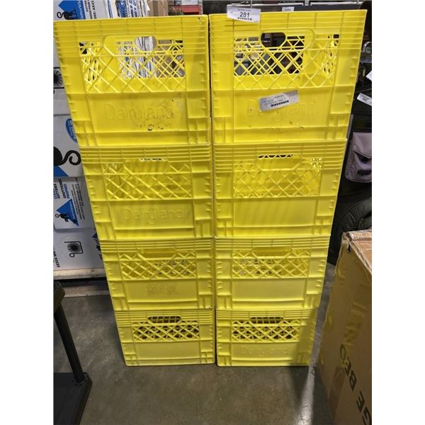 LOT OF YELLOW MILK CRATES