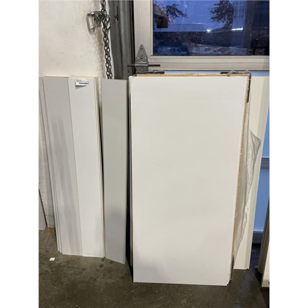 LARGE LOT OF NEW WHITE MDF PANELS, 1/4 INCH, 3FT X 4FT AND SMALLER