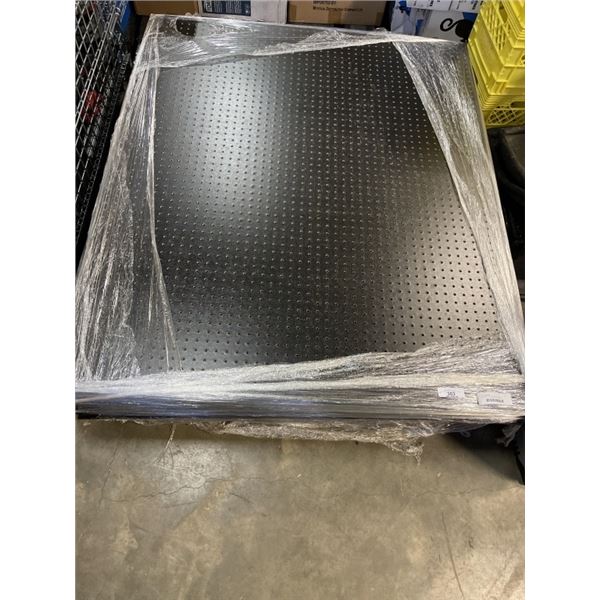 NEW BLACK PEGBOARD 47 X 55 INCH, APPROX 40 PCS OR MORE
