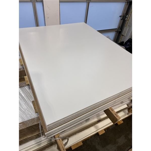 5 NEW 36 X 47 INCH WHITE MDF BOARDS, 1/4 INCH THICK