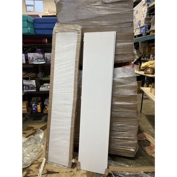 4 NEW WHITE MELAMINE SHELVES, 16 INCH X 78 INCH