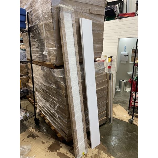 8 NEW WHITE MELAMINE SHELVES, 9 INCH X 84 INCH